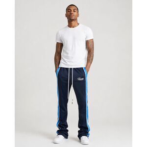 Tulones Mens Stacked Track Pants Navy Blue 28W X 38L Size XS Streetwear Jogger